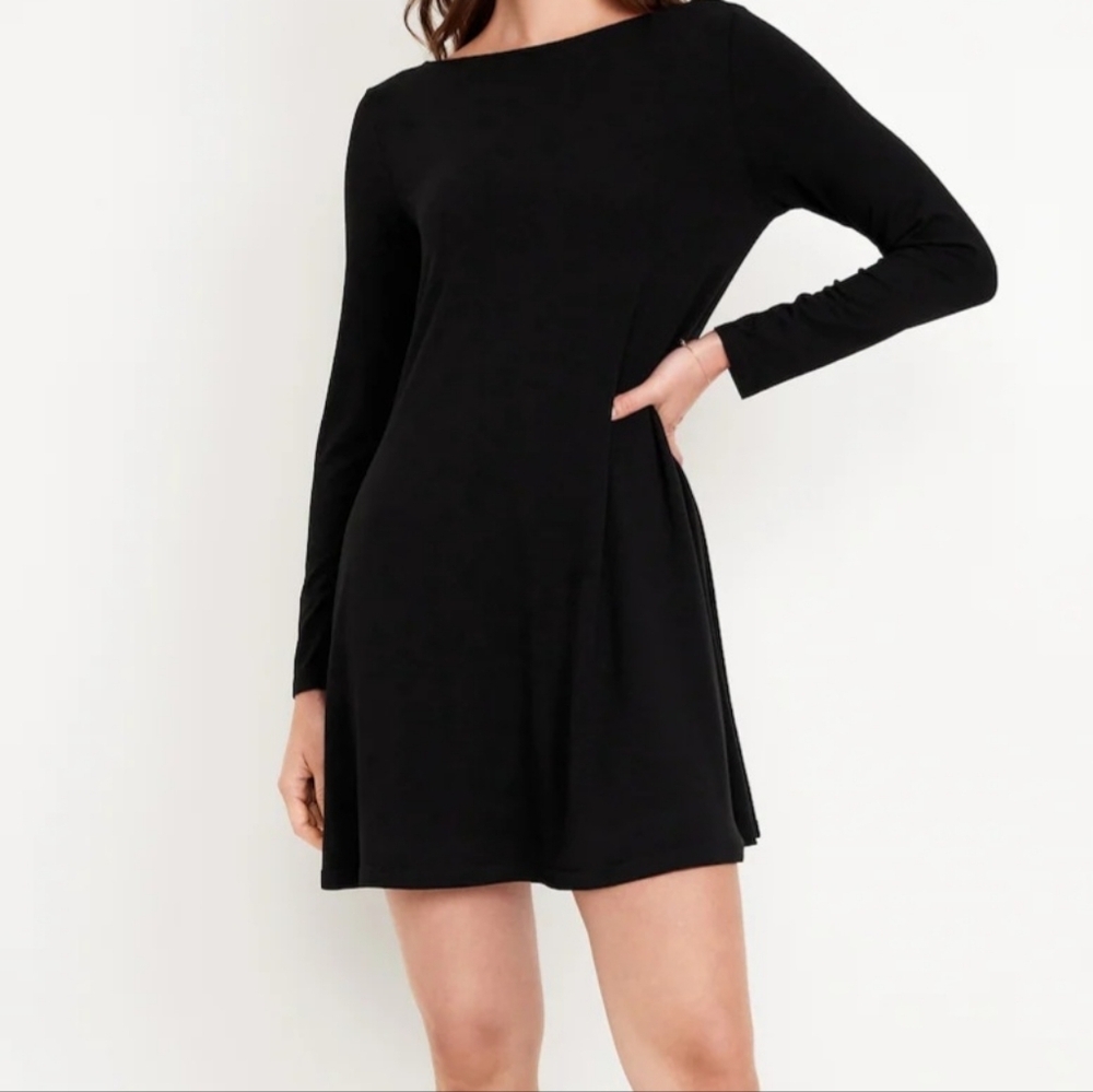 Old Navy Black Long Sleeve Swing Dress Size large